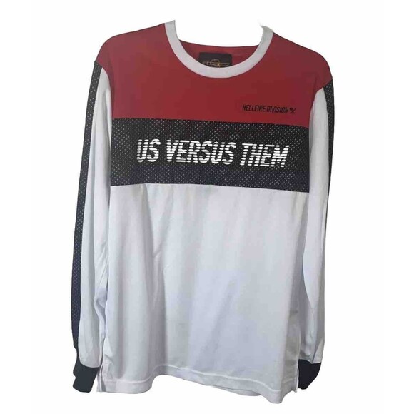 S US Versus Them Hellfire Division Man Tee Multicolor Crew Neck Long Sleeve - Picture 1 of 9
